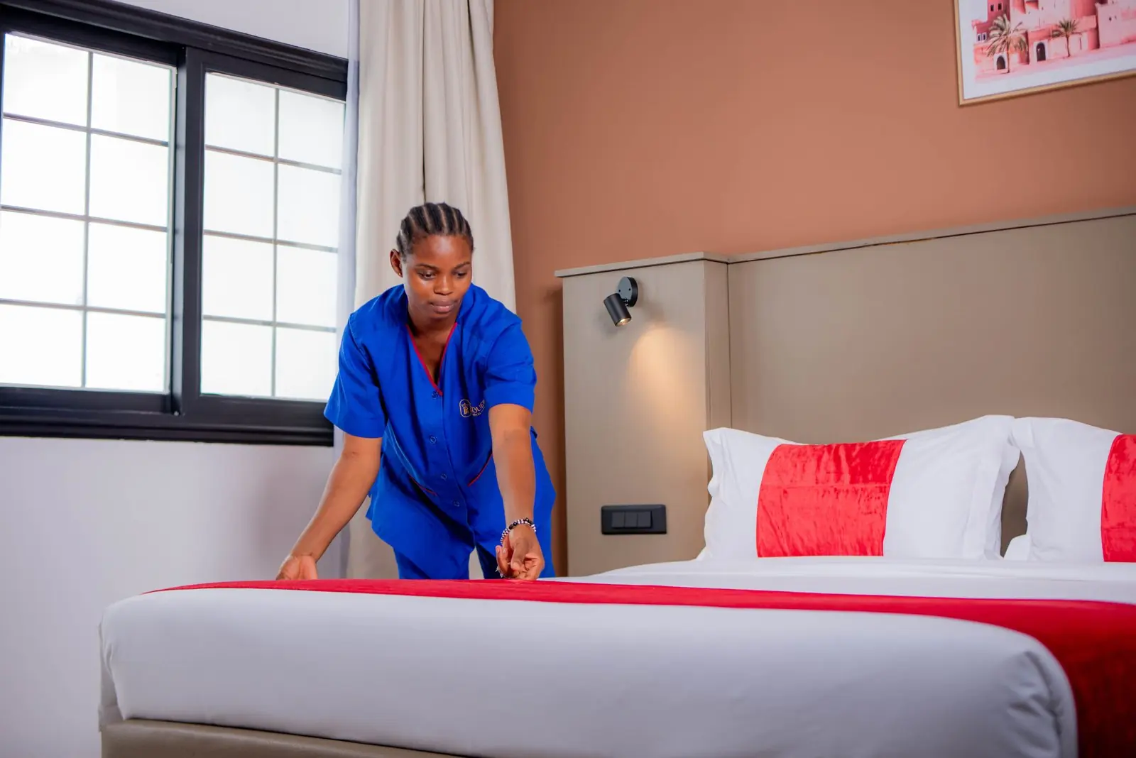 Chambre préparée par le personnel d'étage